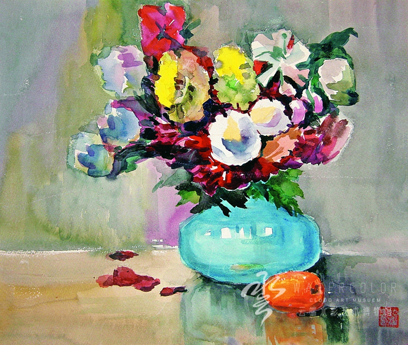 赵洁-瓶花-45cm×50cm